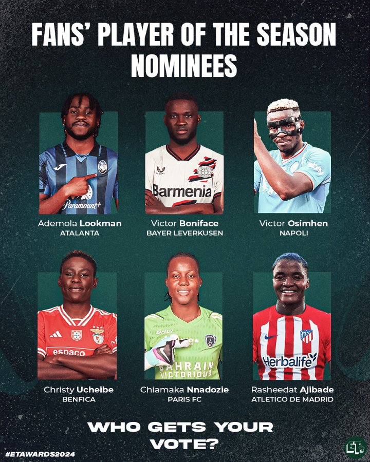 Osimhen battles Ucheibe, four others for Fans' Player of the Season award