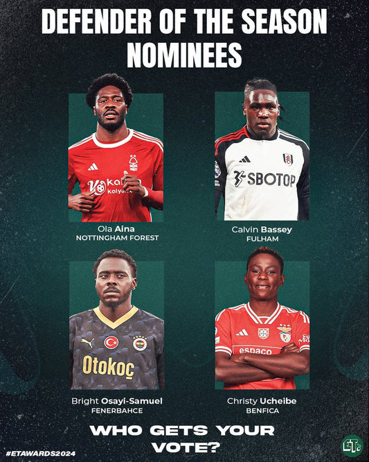 Aina, Bassey, Ucheibe, Osayi-Samuel in race for Defender of the Season award