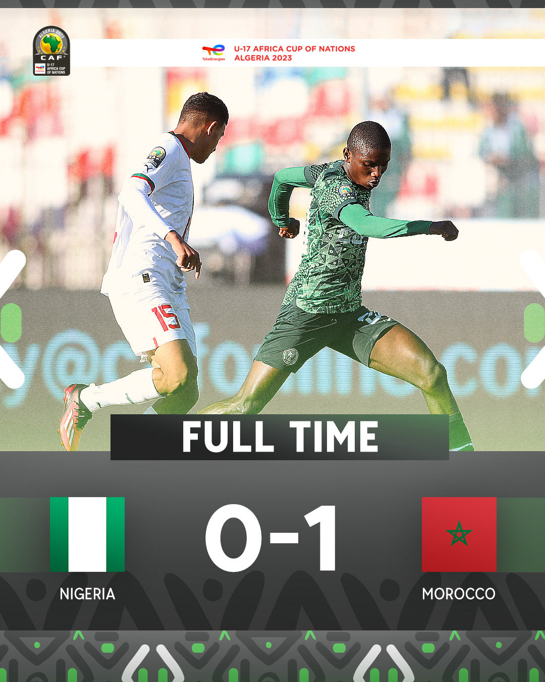 Nigeria suffer defeat to Morocco in Group B U17 AFCON clash