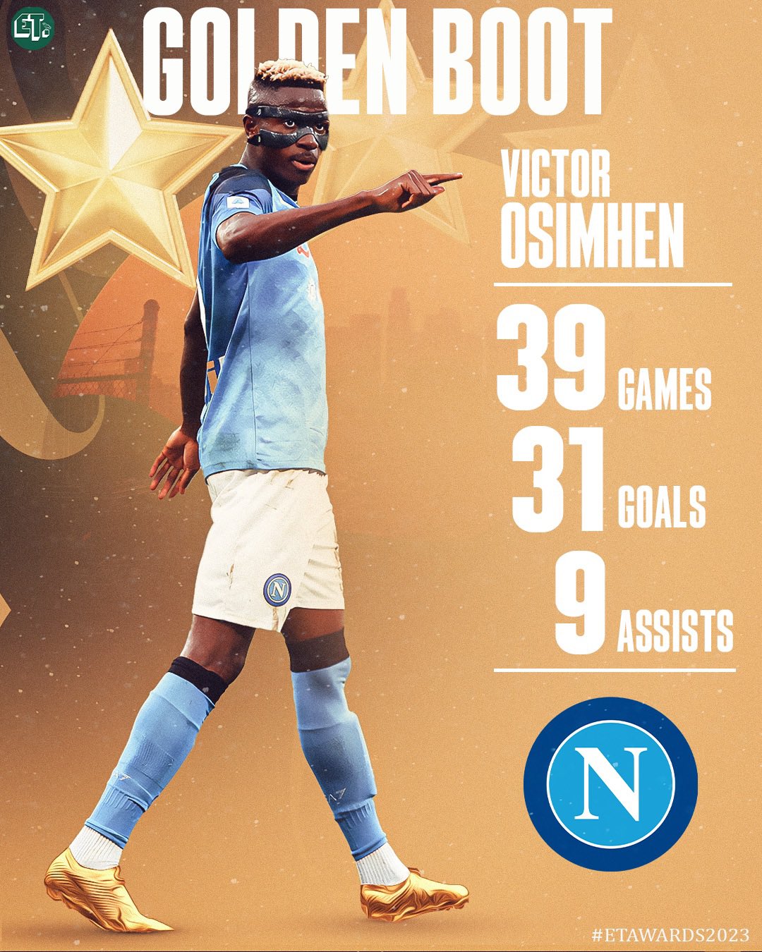 Victor Osimhen claims Nigerian Golden Boot at EaglesTracker Awards 2023