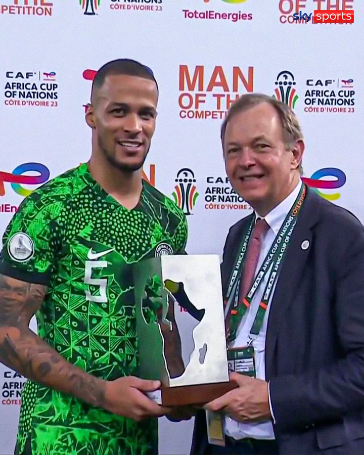 AFCON 2023: William Troost-Ekong named Best Player of the Tournament