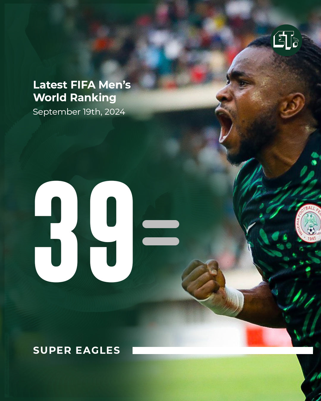 Super Eagles Maintain 39th position in latest FIFA World Rankings