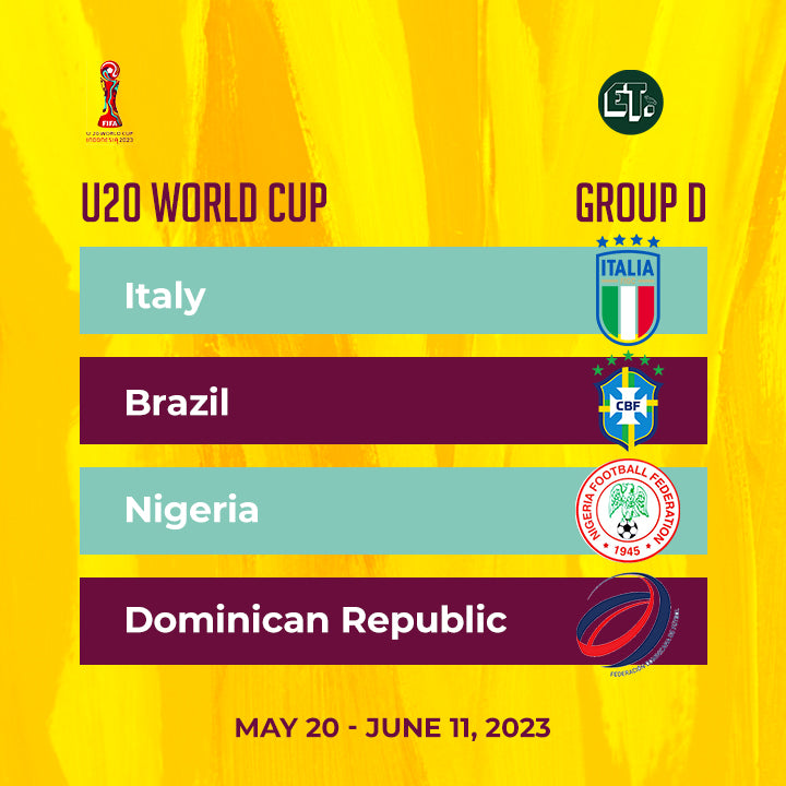 Nigeria's Flying Eagles to face Brazil, Italy, and Dominican Republic in U20 World Cup