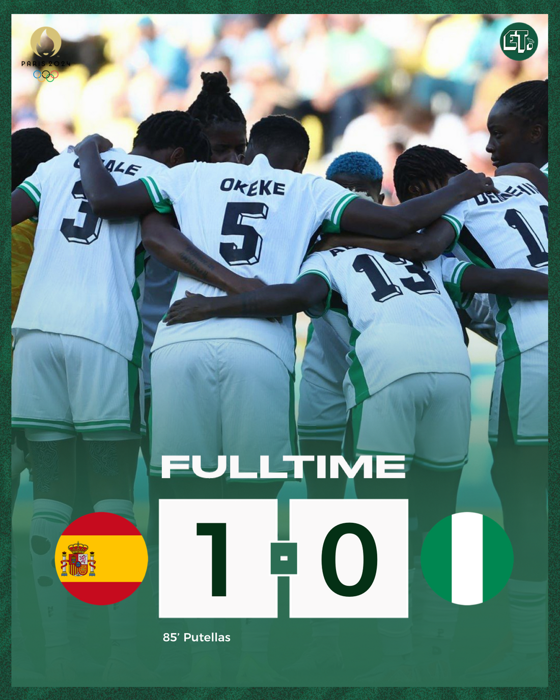 Nigeria 0-1 Spain: Falcons suffer second Olympics defeat