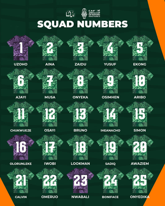 Official: Super Eagles pick squad numbers for AFCON 2023