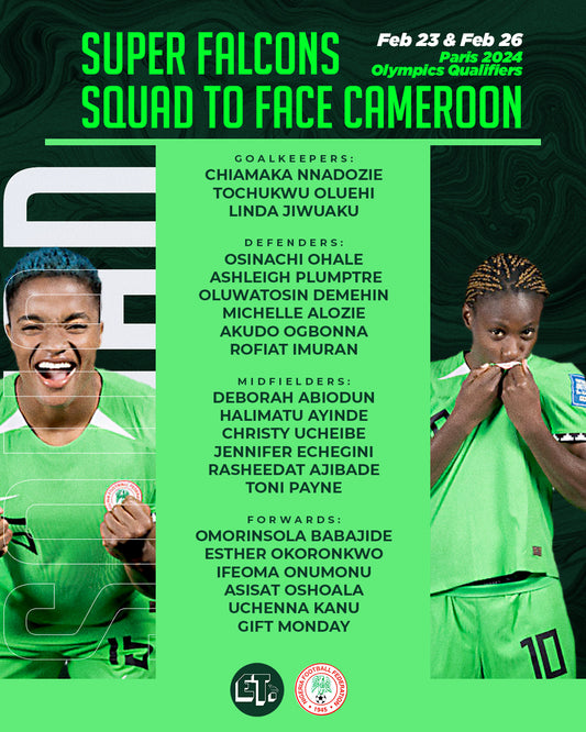 Olympics qualifier: Plumptre, Ajibade, 19 others named in Super Falcons squad to face Cameroon