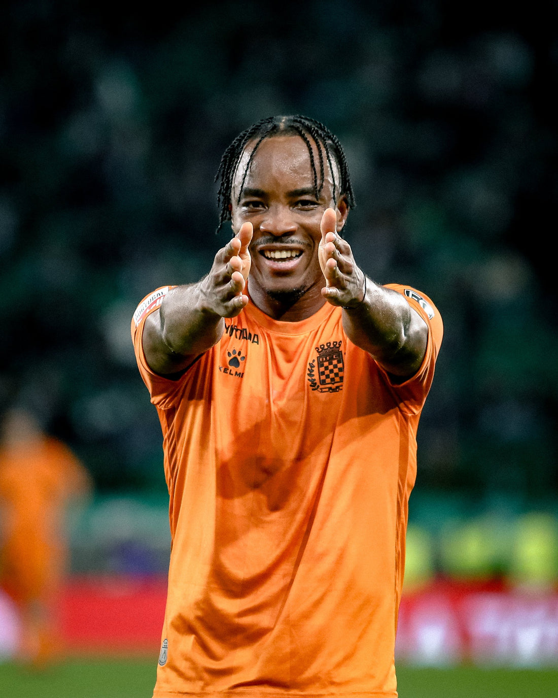 Bruno Onyemaechi celebrates his goal against Sporting CP