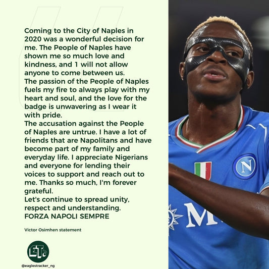 Victor Osimhen restates love for Naples and Neapolitans after ugly TikTok saga