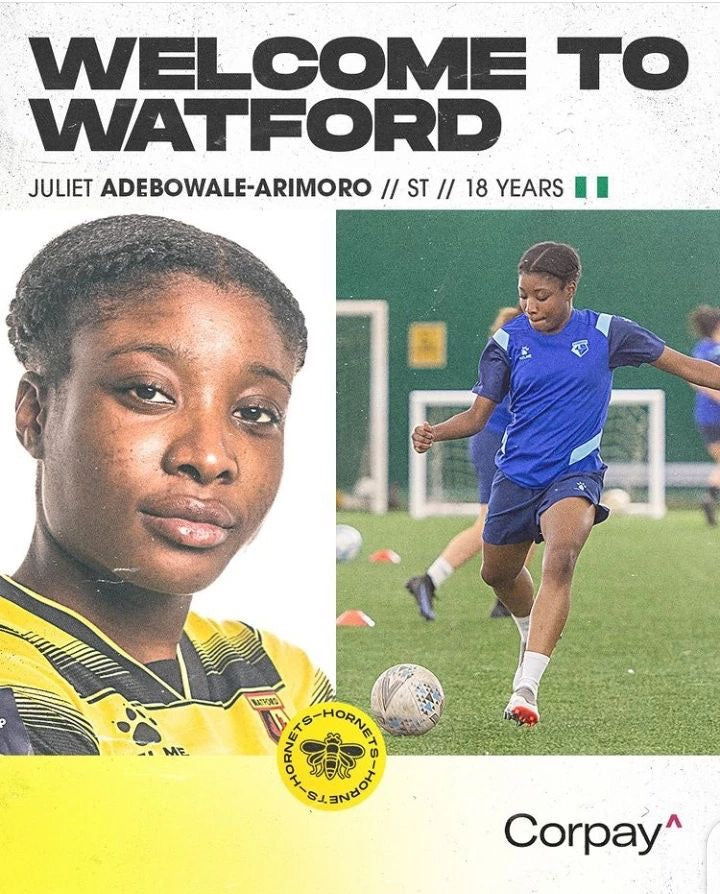 Watford FC Women sign Nigerian youngster, Juliet Adebowale-Arimoro